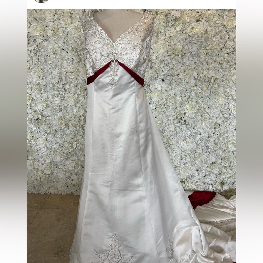Elegant White and Red Gown